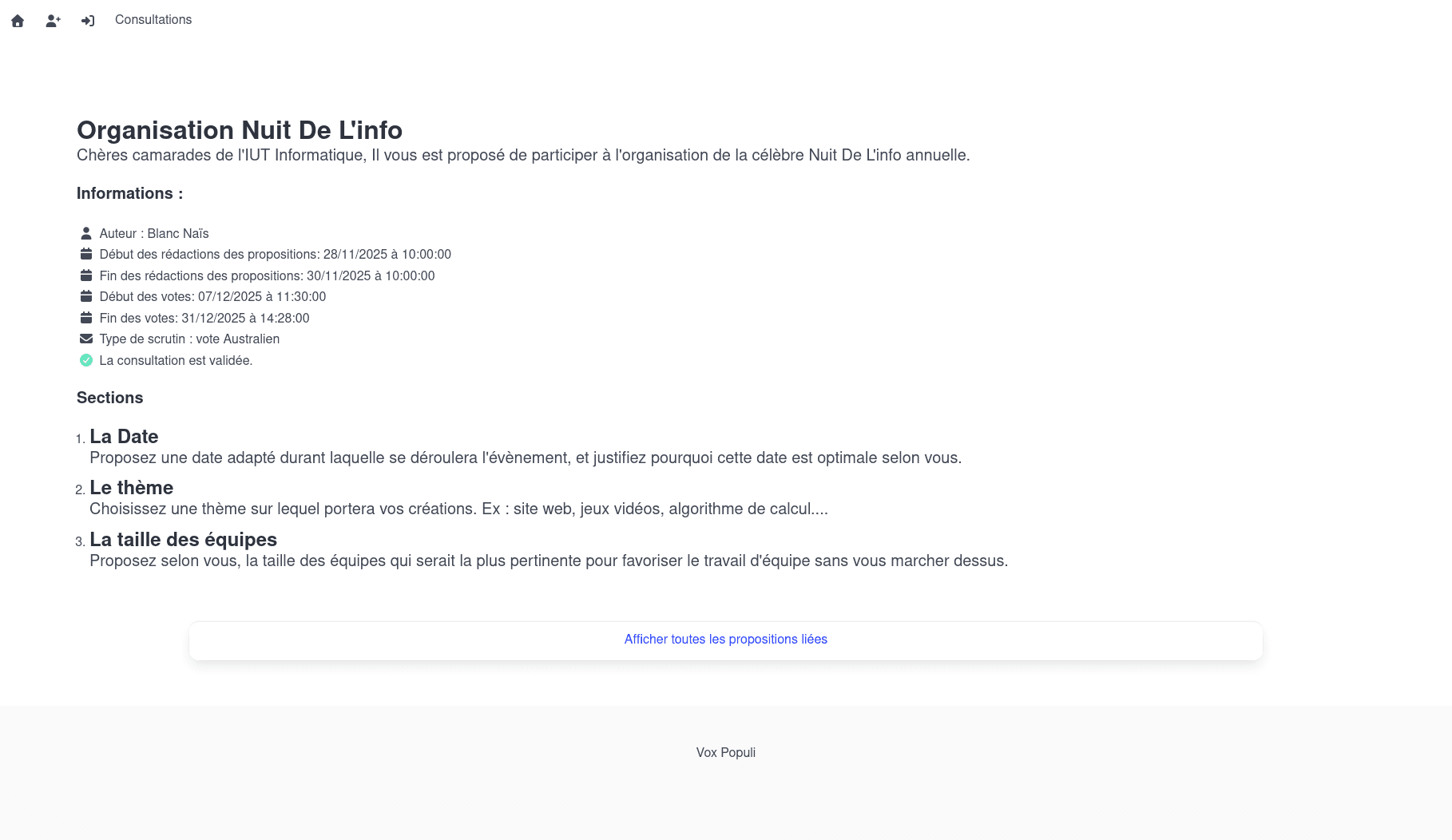 Page d'une consultation Page d'une consultation