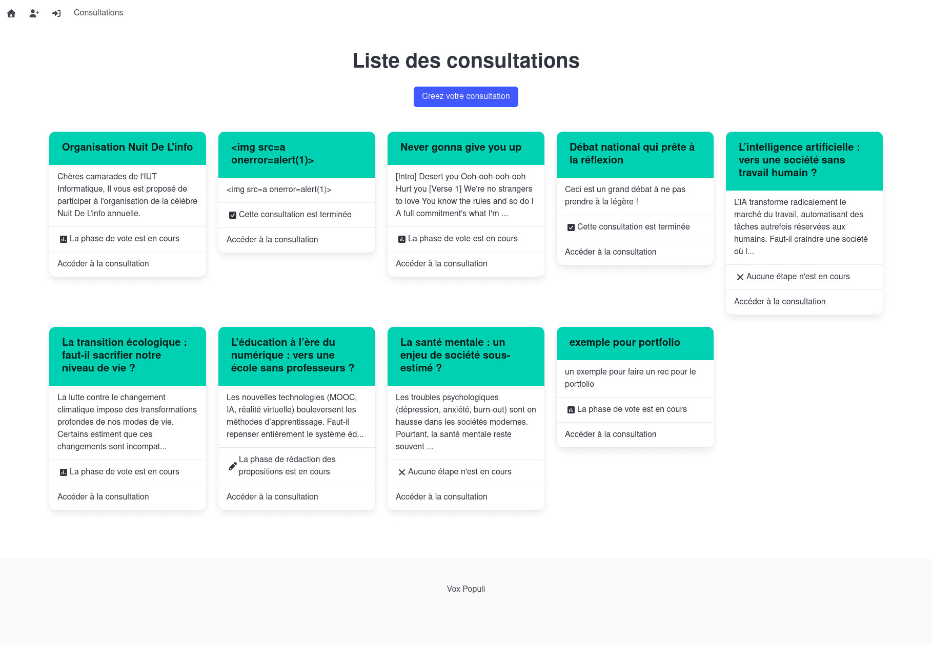 Page des consultations Page des consultations